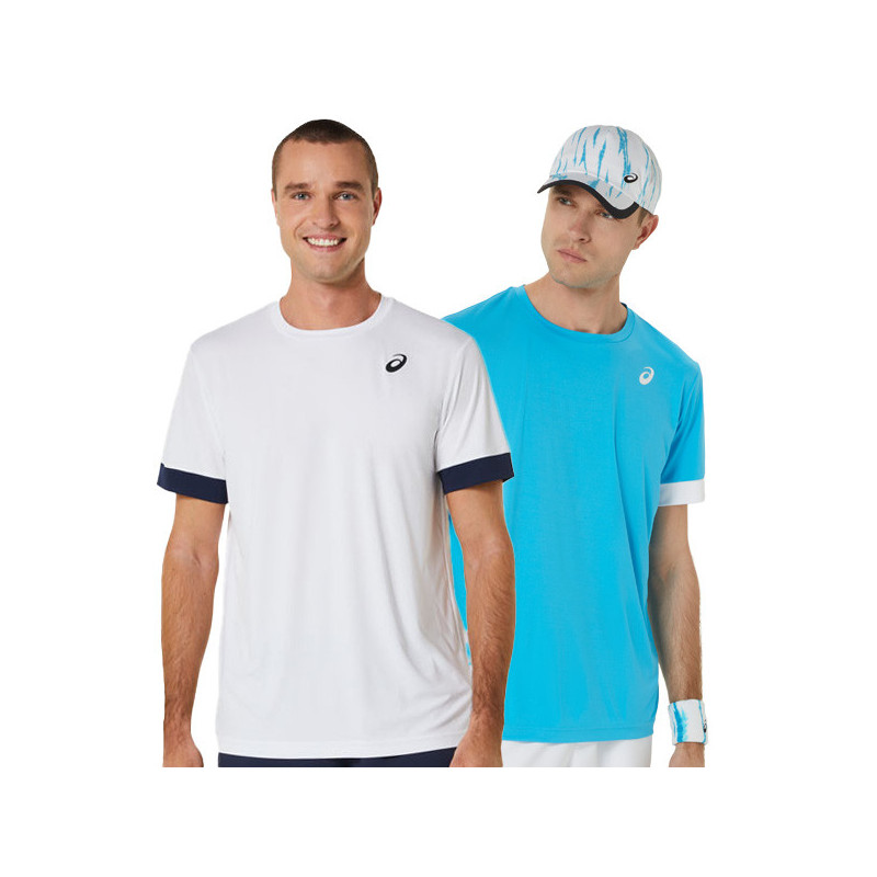 Tee-shirt Asics Court Top blanc ou turquoise