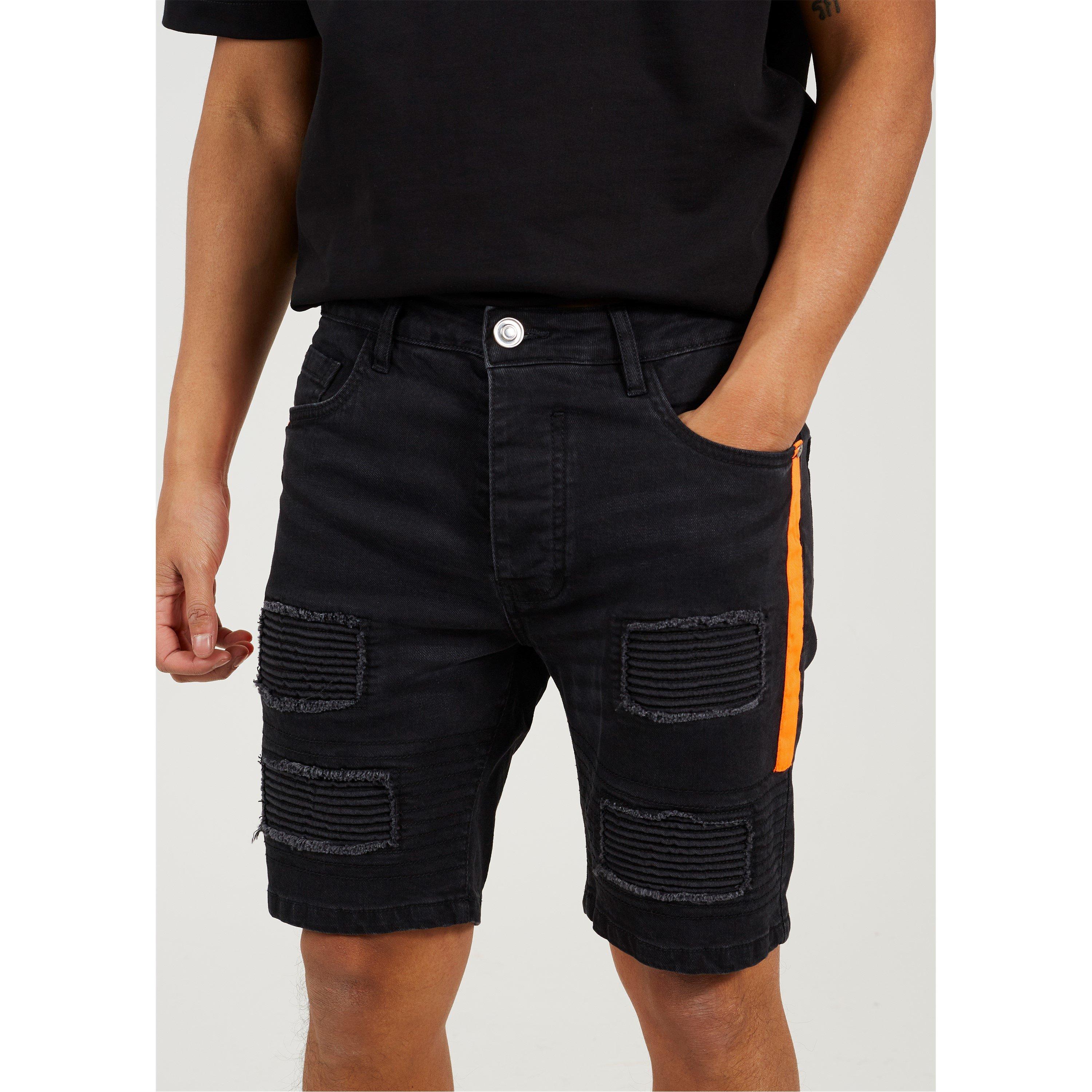 Brave Soul Denim Short with Biker Patch Detail