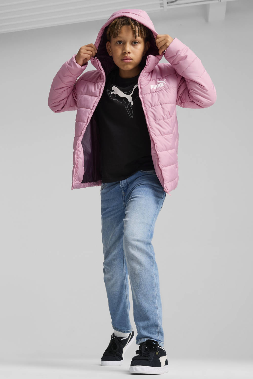 Puma gewatteerde jas met logo roze