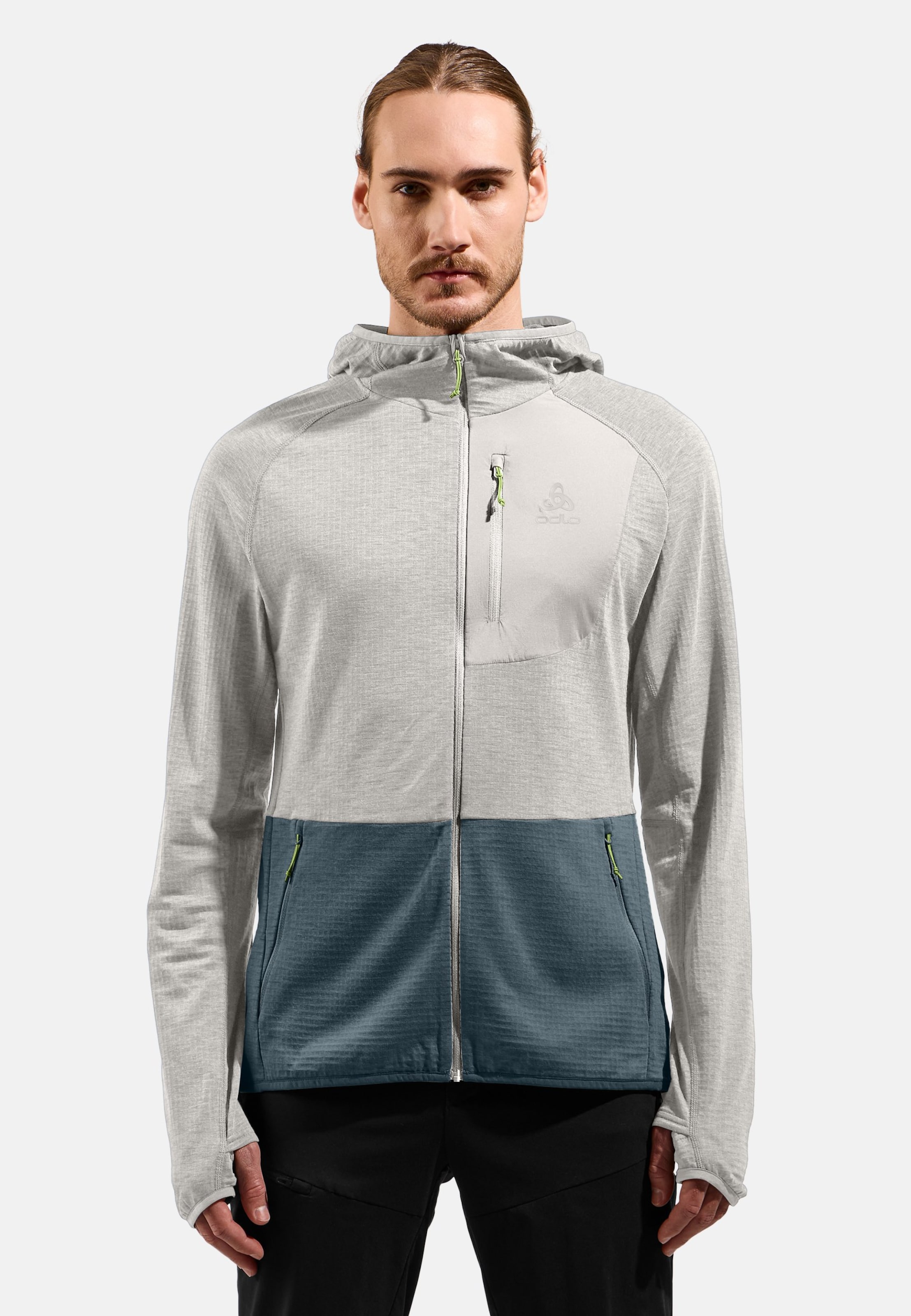 Ascent Mid Layer mit Kapuze und Reissverschluss in silver cloud - dark slate