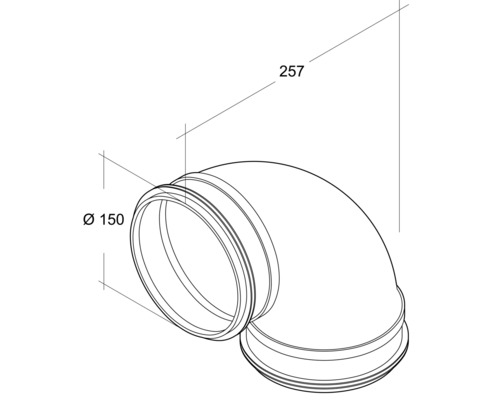 Rolvouw ronde boog Ø 150 mm 90 graden