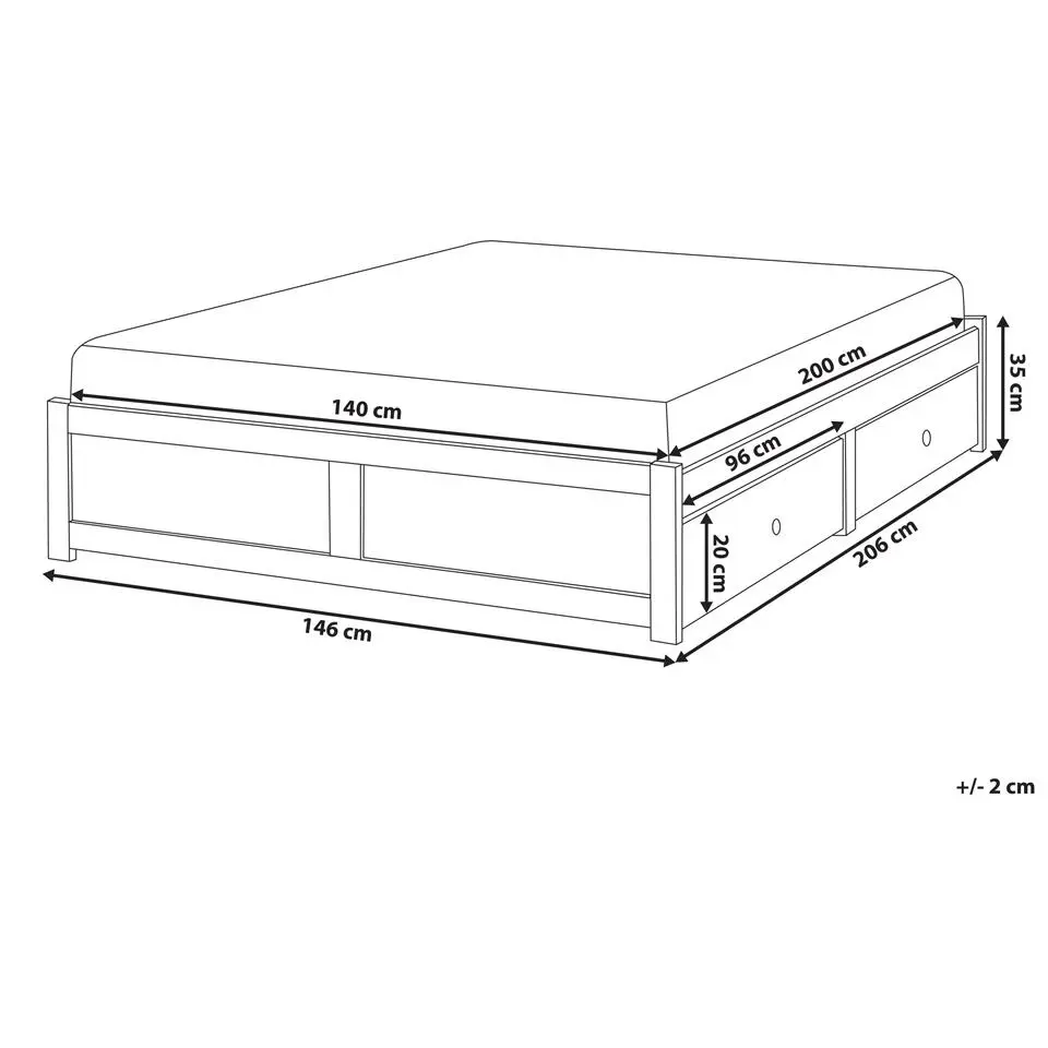 BRUX - Bed met opbergruimte - Wit - 140 x 200 cm - Hout