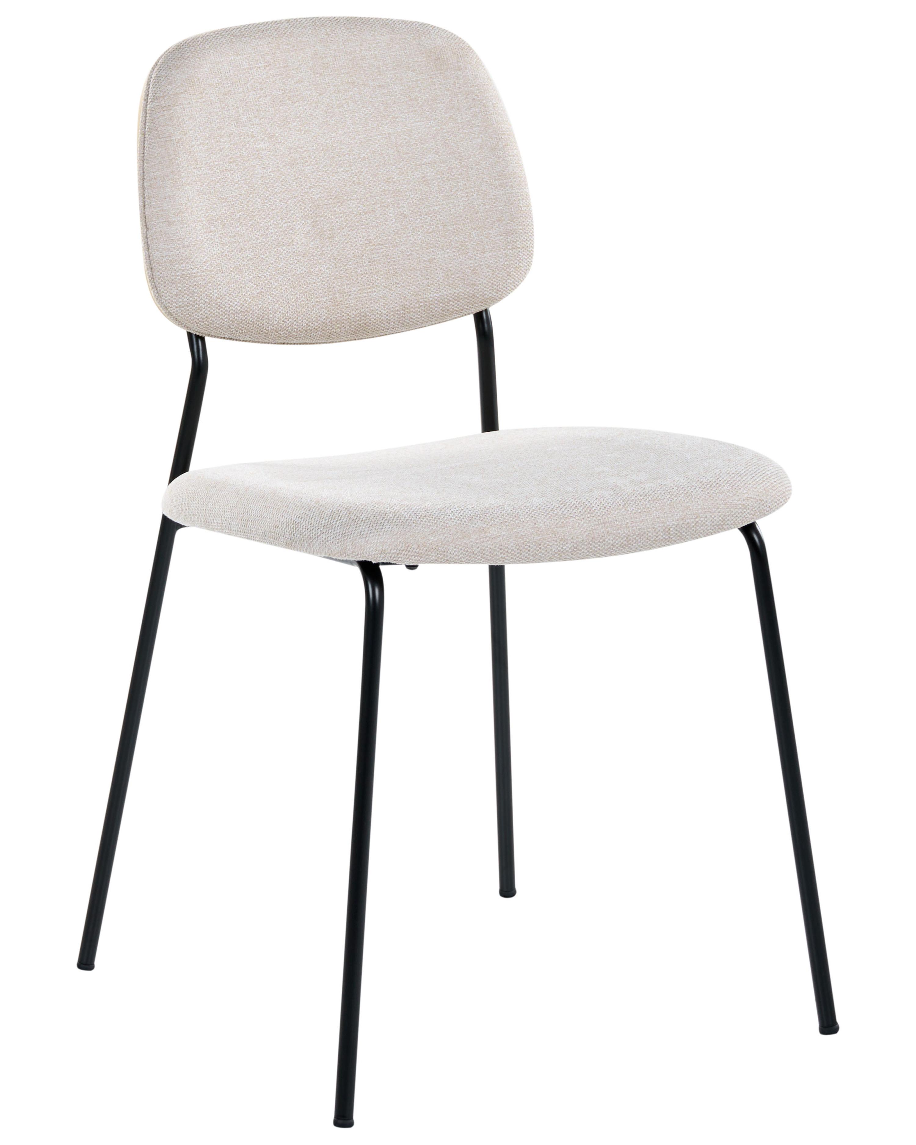 Set van 4 eetkamerstoelen RILEY Stof Lichtbeige