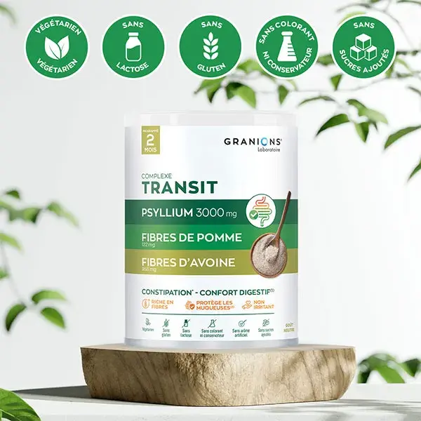 Granions Transit Complex - Psyllium 3000 mg, fibras de maçã e aveia - 290 g