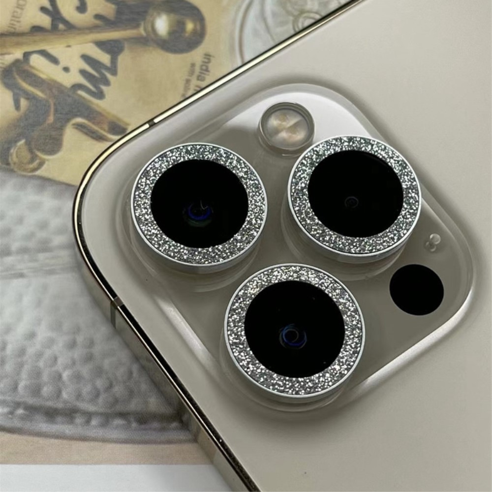 (2-tlg.) iPhone 13 Kameraschutz Objektiv Ring Protector Abdeckung Glitzer Design - Pink / Blau