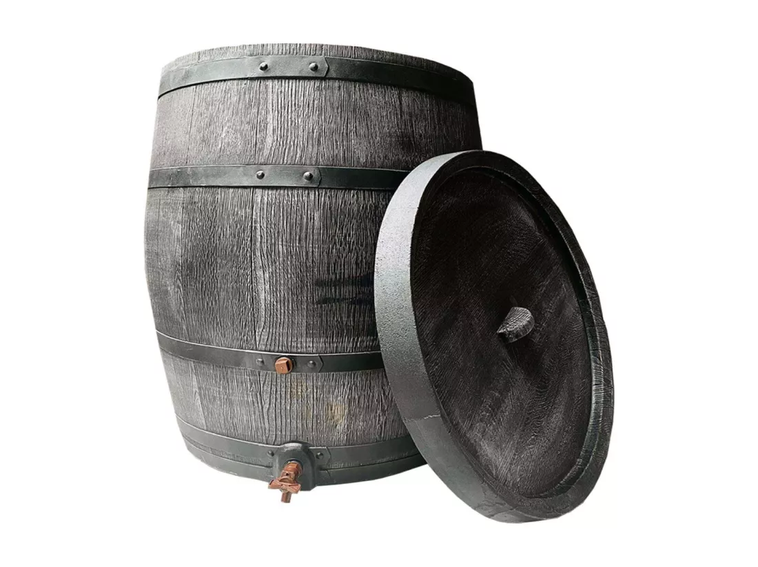 Récupérateur d'eau de pluie en polyéthylène avec robinet chromé Barrel 350 litres