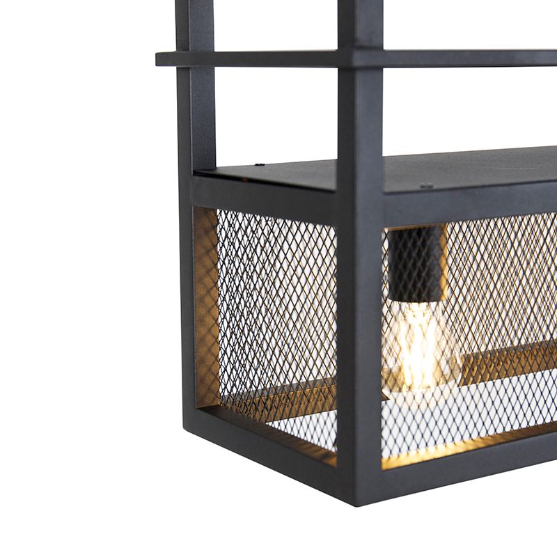 Industriële hanglamp zwart met gaas 4-lichts - Cage Rack