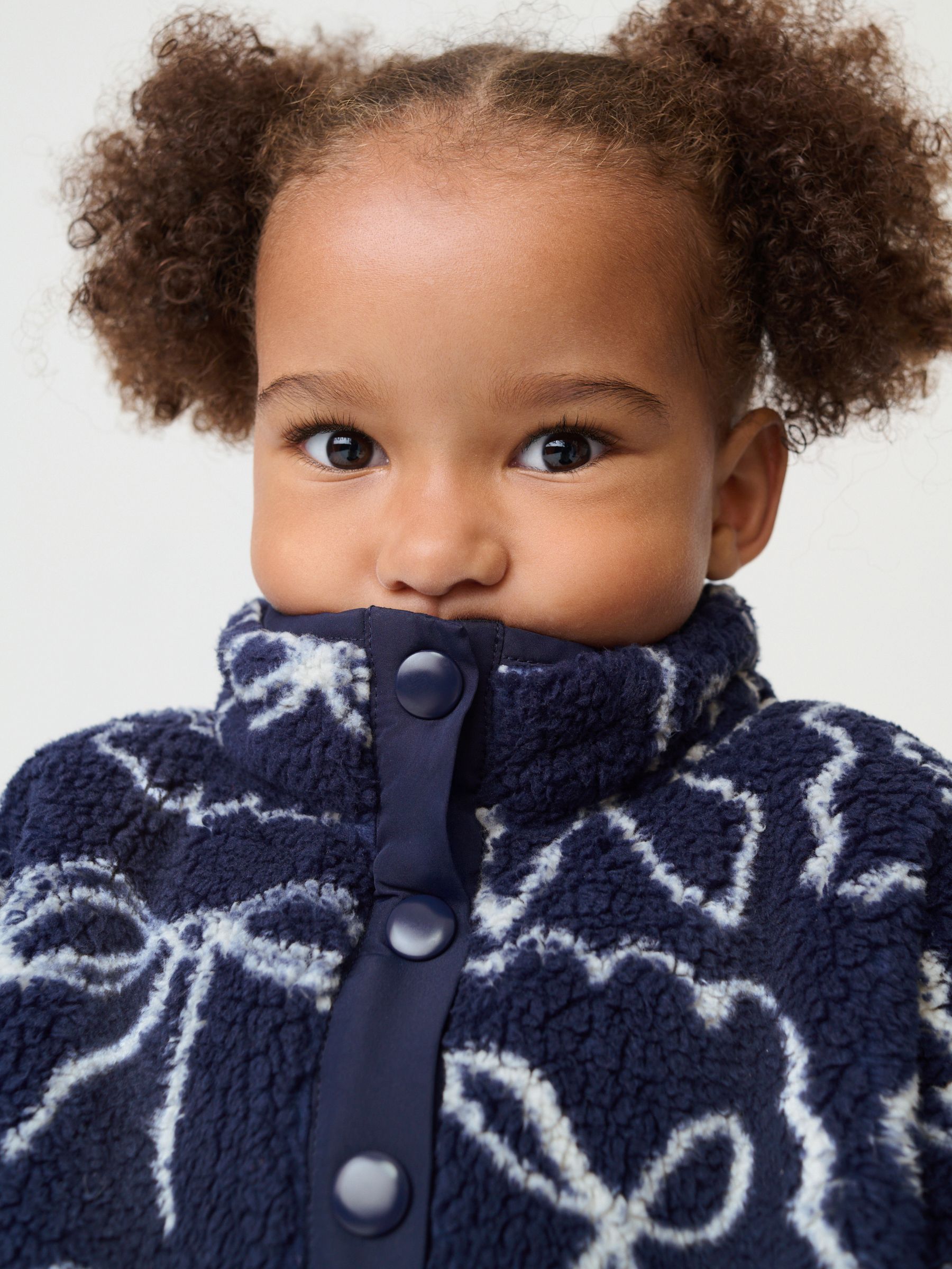 Marineblauw met strikjes - Half Popper Fleece (3mnd -7jr)