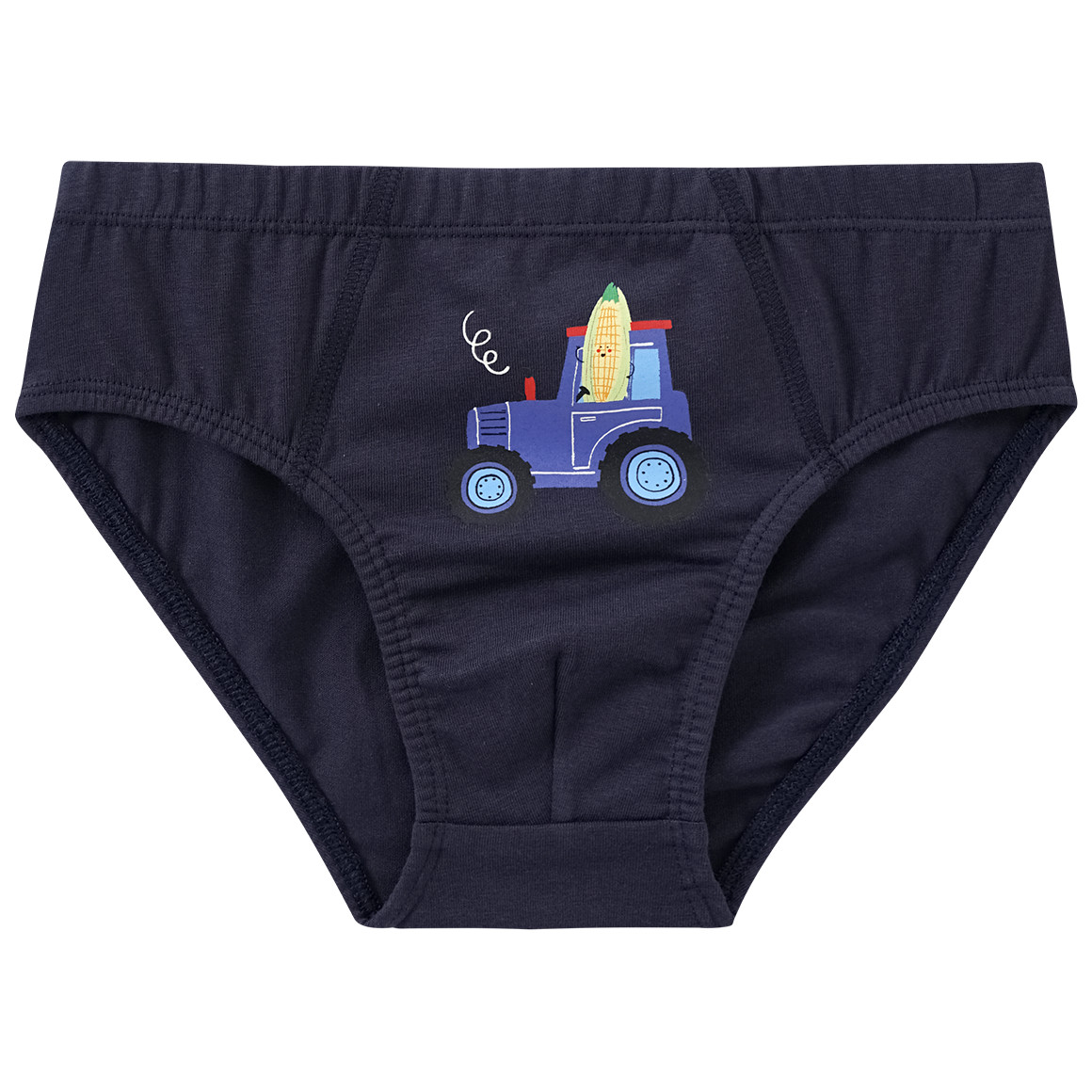 Topolino 3 Jungen Slips mit Bauernhof-Motiven dunkelblau / hellblau
