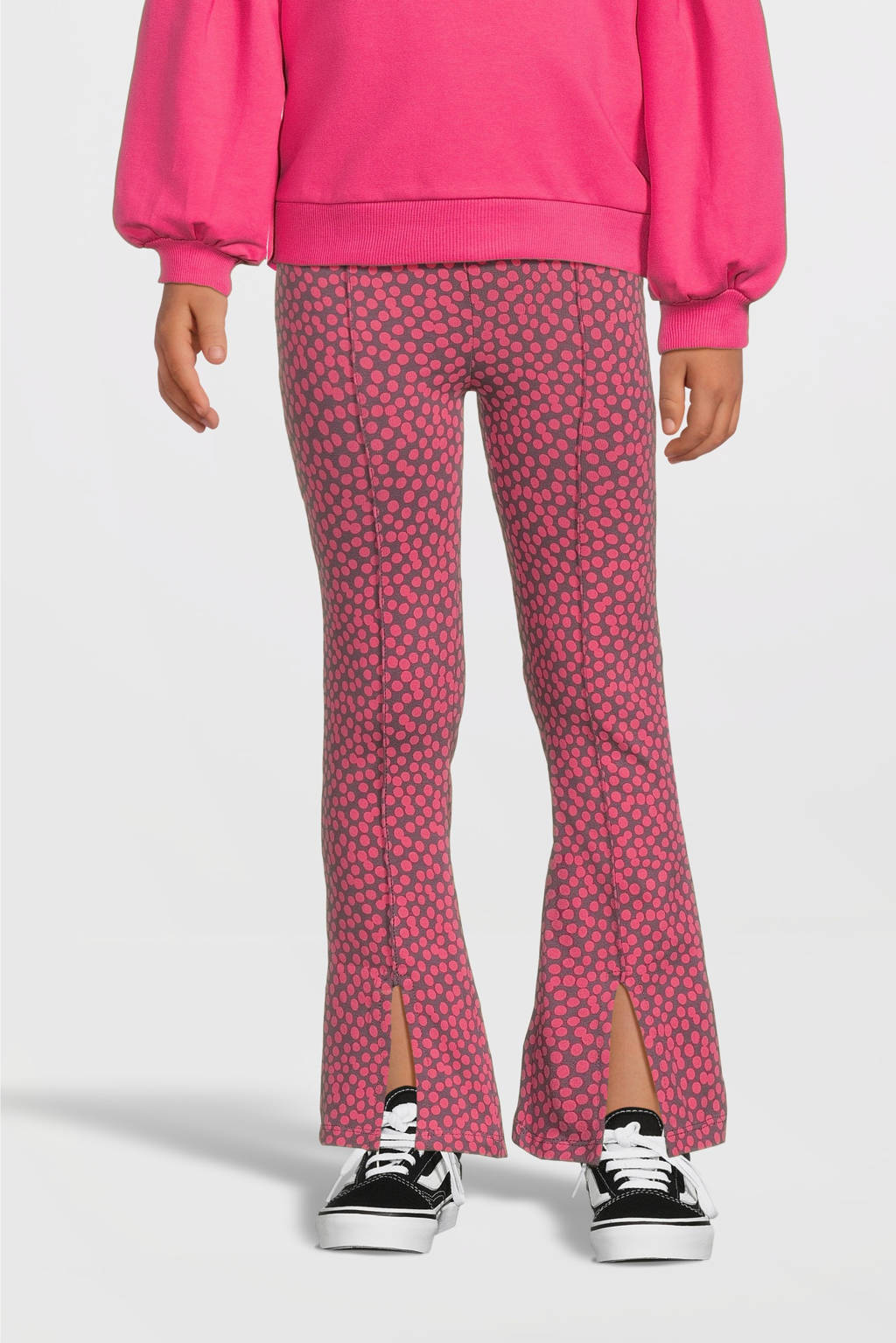 Quapi regular fit broek DOUNIA met stippen roze/lila