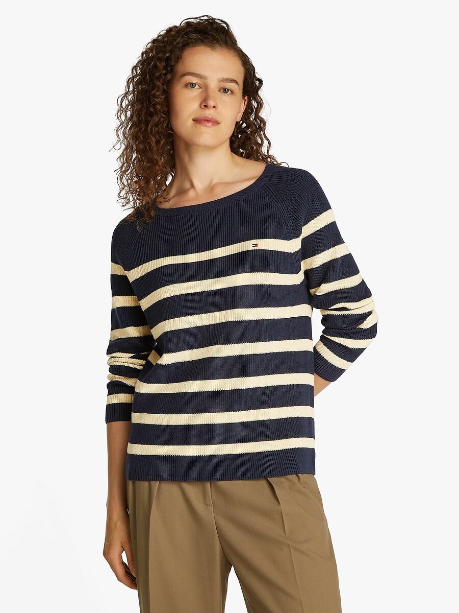 TOMMY HILFIGER<br>Suéter azul-marinho com mangas compridas e gola redonda