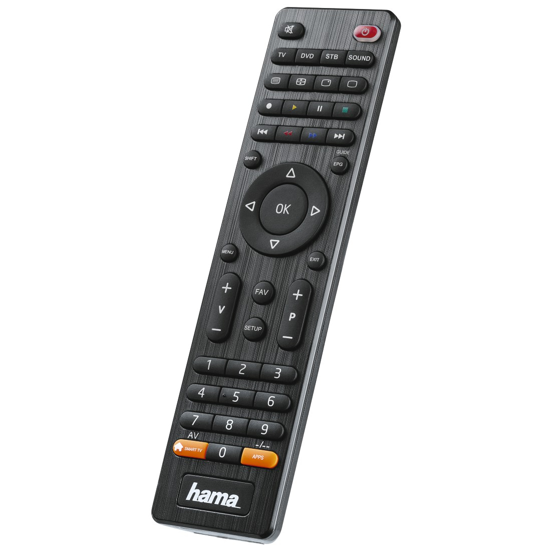 Universal Ersatz Infrarot Fernbedienung für Smart-TV / Soundbar und Sat-Receiver (00221052) (Batteriebetrieben) - Schwarz