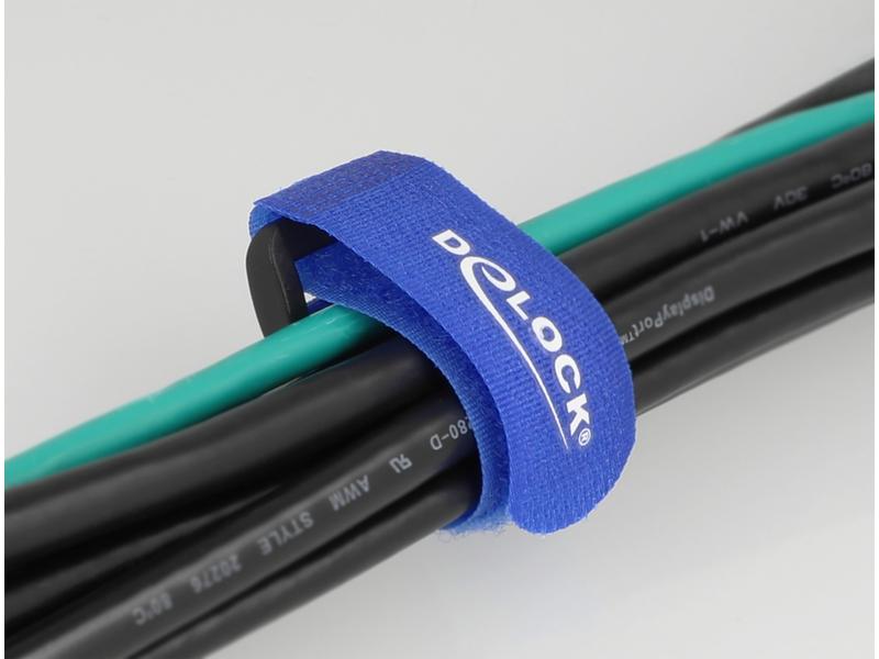 Delock Klettkabelbinder Blau 190 mm x 25 mm 5 Stück Delock Klett-Kabelbinder mit Schlaufe L 190 x B 25 mm blau 5 Stück