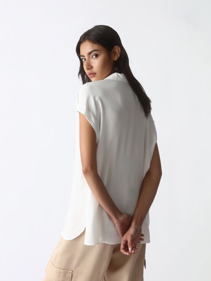 Blusa fluida sem mangas - Off-white