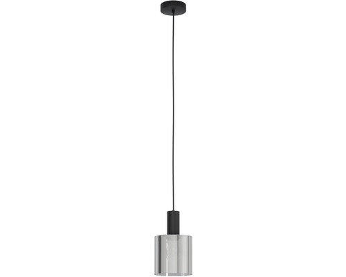 Hanglamp, 1-lichts, HxØ 110x15 cm, zwart, zwart/transparant glas