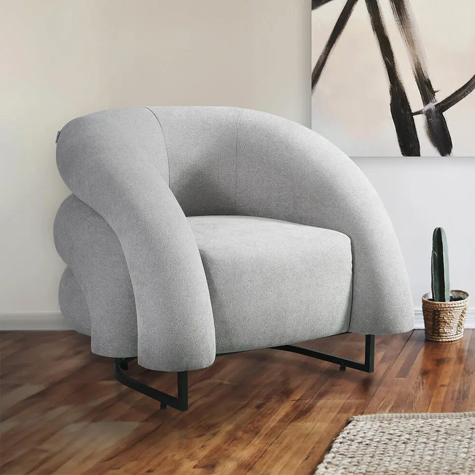HOME DELUXE fauteuil MACA fluweel stof grijs - 95 x 73 x 88 cm
