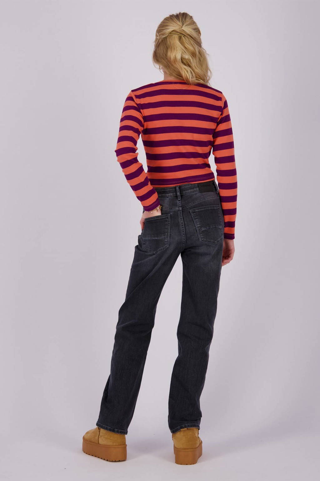 Vingino high waist straight leg jeans Catie washed black