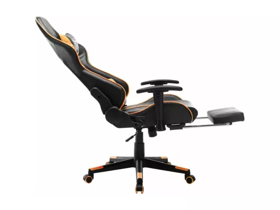 Chaise de jeu avec repose-pied Noir et orange Cuir artificiel