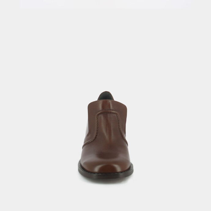 Mocassins à talons  en cuir vieilli marron