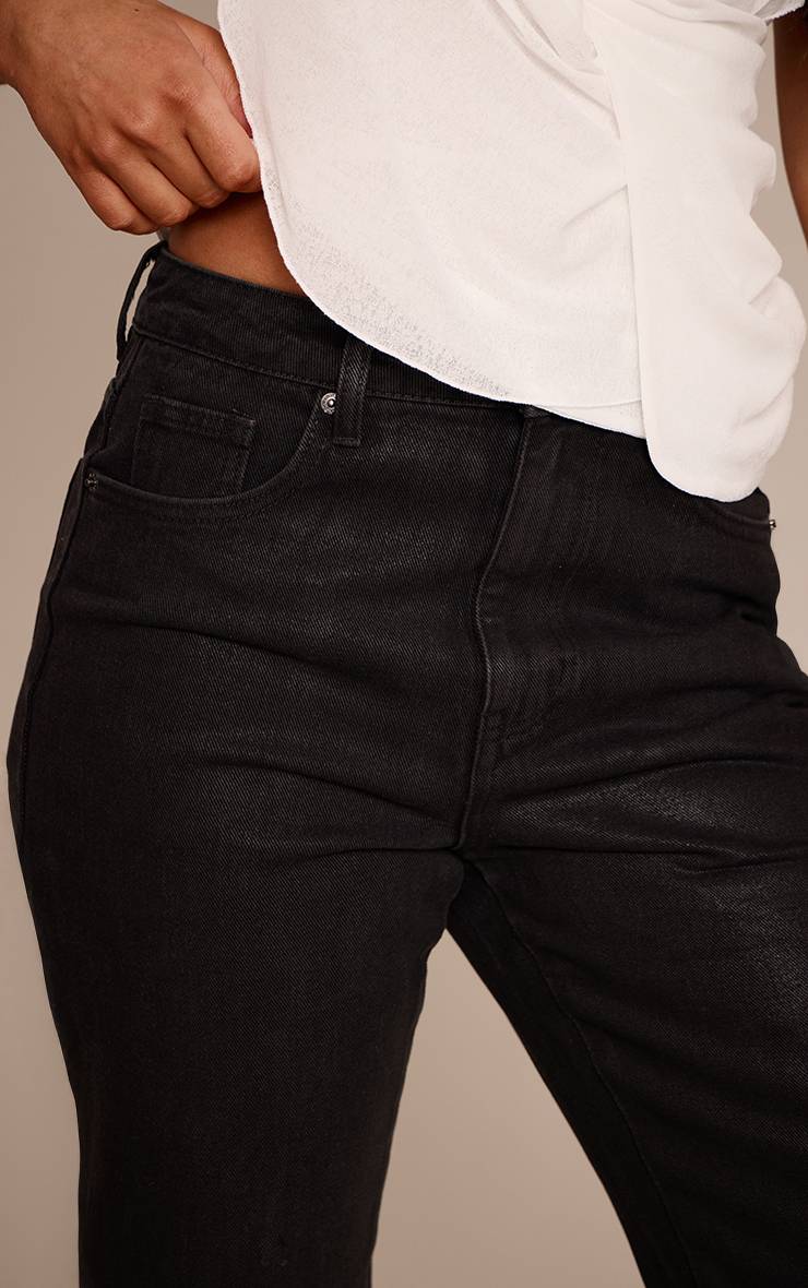 Noir Jean Droit À Effet Enduit