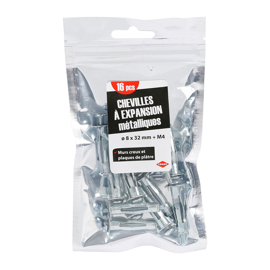 Lot de 16 chevilles à expansion métalliques 8x32mm