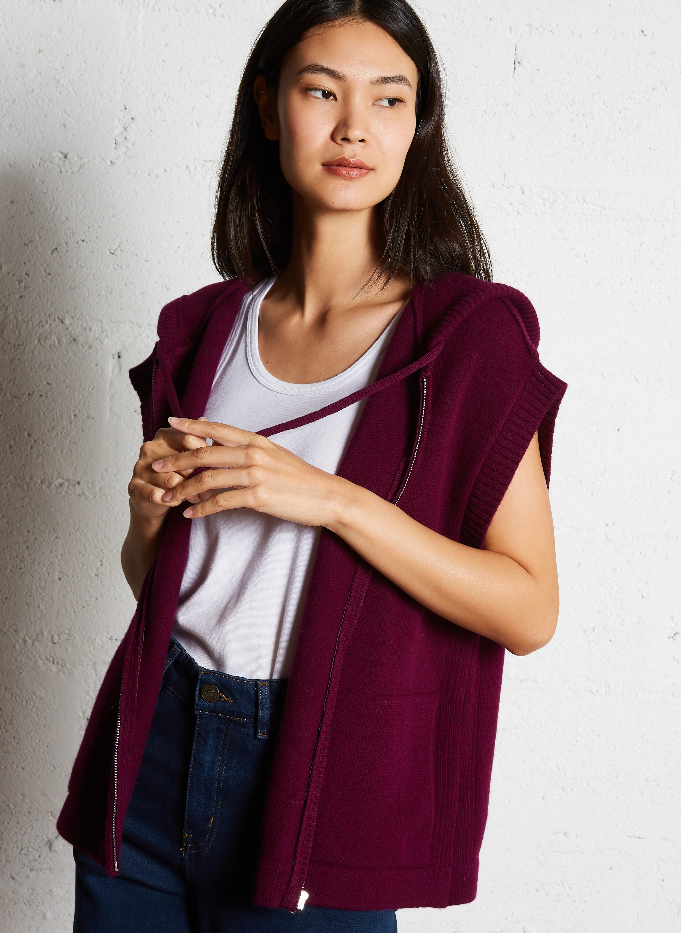 LAND - Gilet col rond en laine | Violet