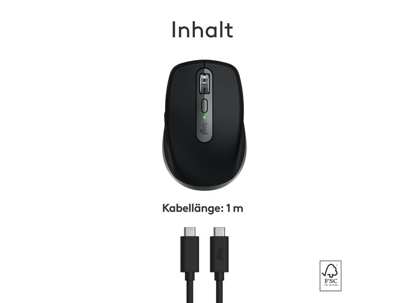 Logitech Mobile Maus MX Anywhere 3s for Mac Space grey Kompakte kabellose Performance-Maus mit 8K DPI-Sensor – Entwickelt für Mac