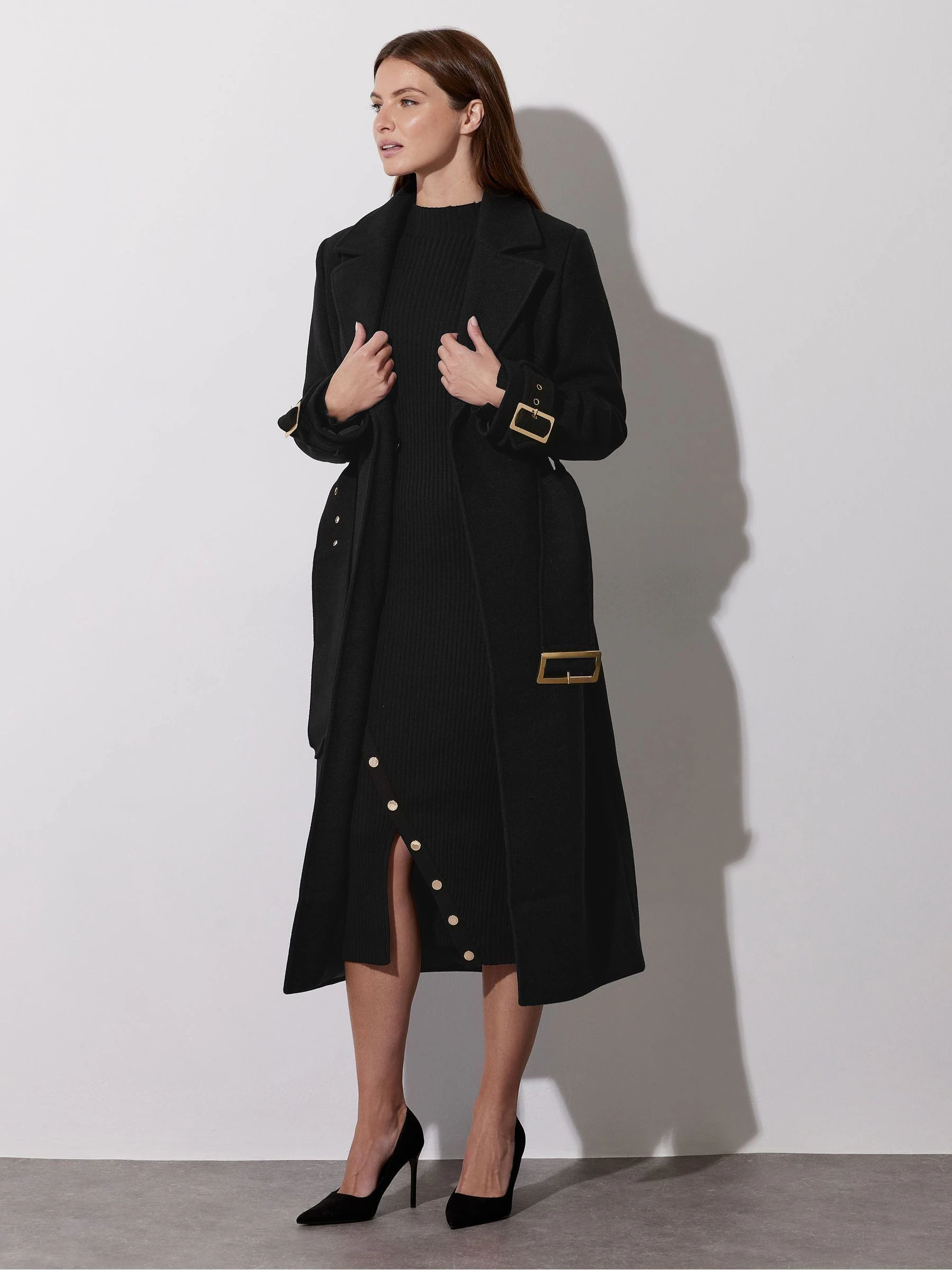 Star by Julien Macdonald lange jas met gespdetail en strik