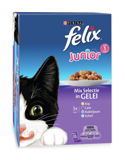 Felix Multipack Maaltijdzakjes Junior - Kattenvoer - Mix 100 g
