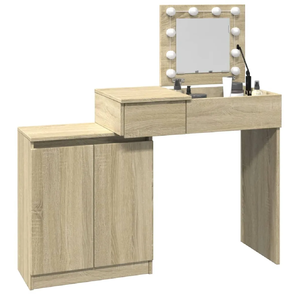 vidaXL Coiffeuse à LED - Chêne sonoma
