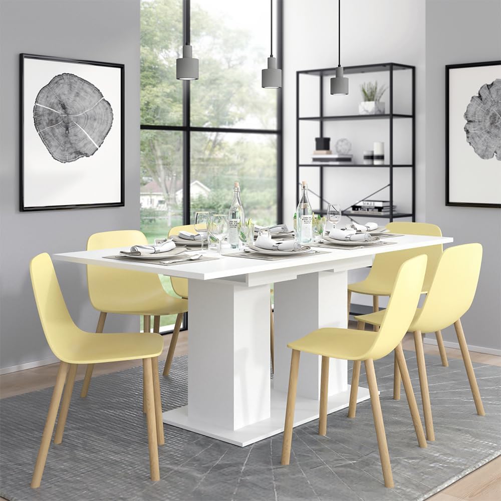 Vicco Esstisch Dix, ausziehbarer Esszimmertisch, Weiß, 140 x 90 cm