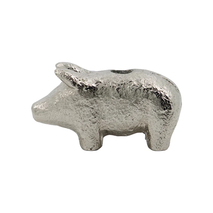 House Doctor - Pig Kerzenständer, antik-silber