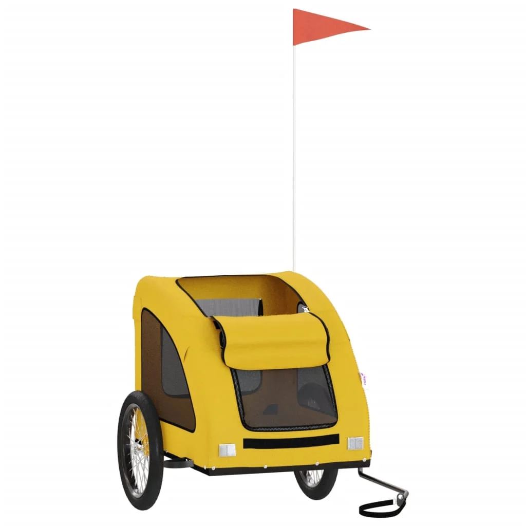 vidaXL Pet Bike Trailer Iron Oxford Cloth Yellow