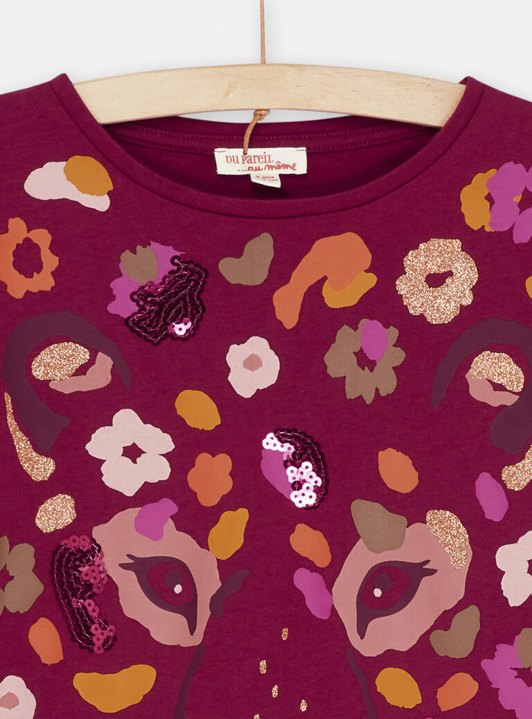 T-shirt prune à animation panthère