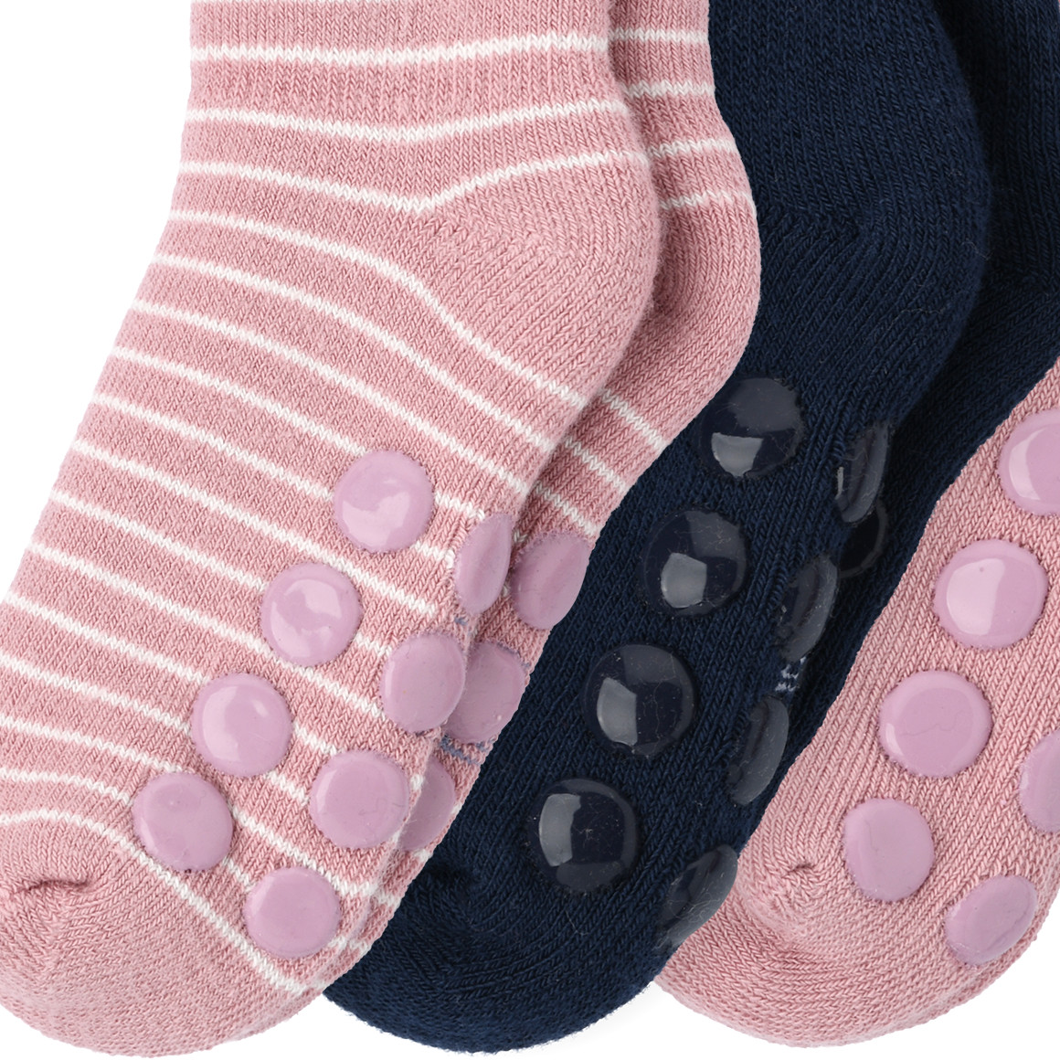 Famy 3 Paar Baby Stoppersocken im Set rosa / dunkelblau