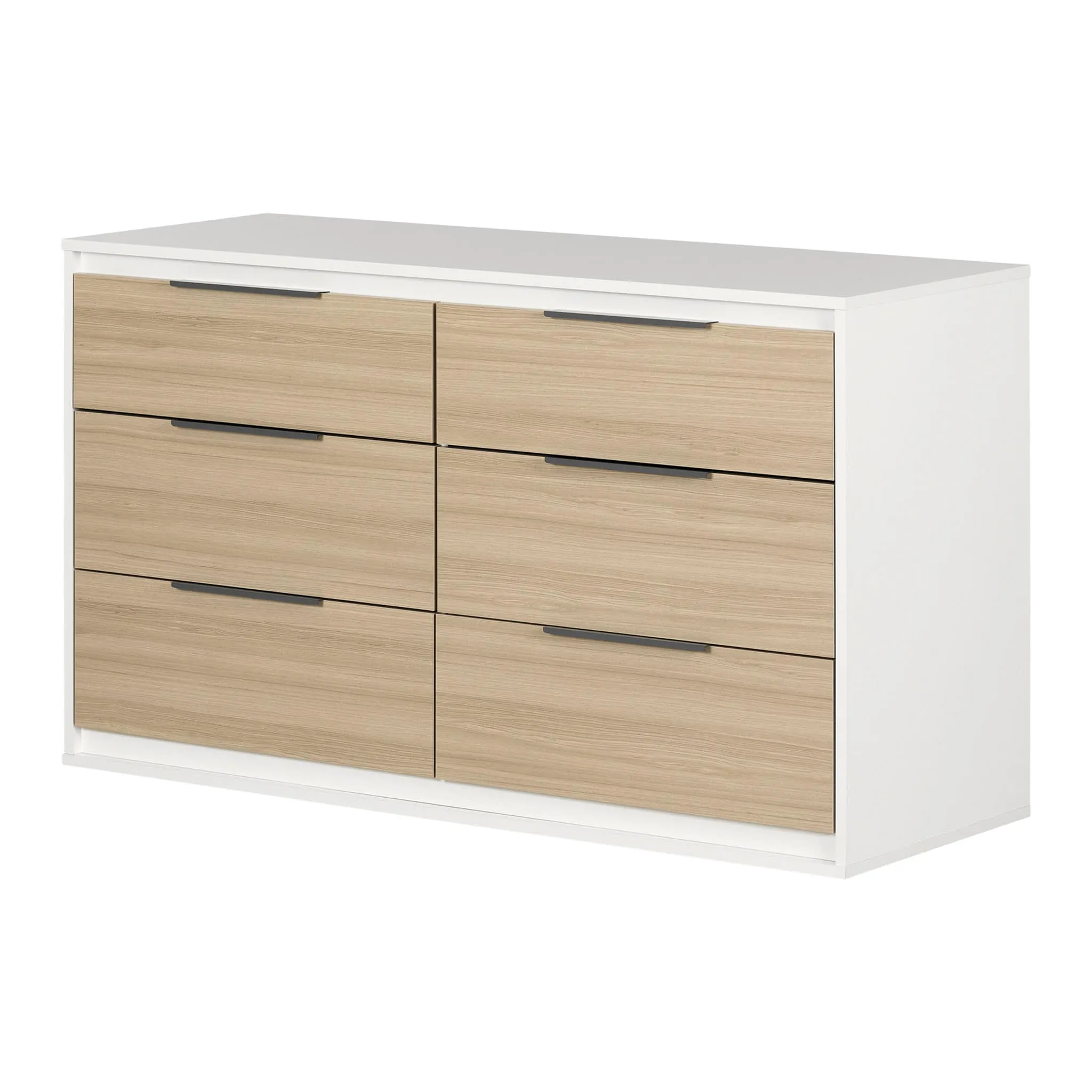 South Shore Bureau double 6 tiroirs - Hourra Orme naturel et Blanc