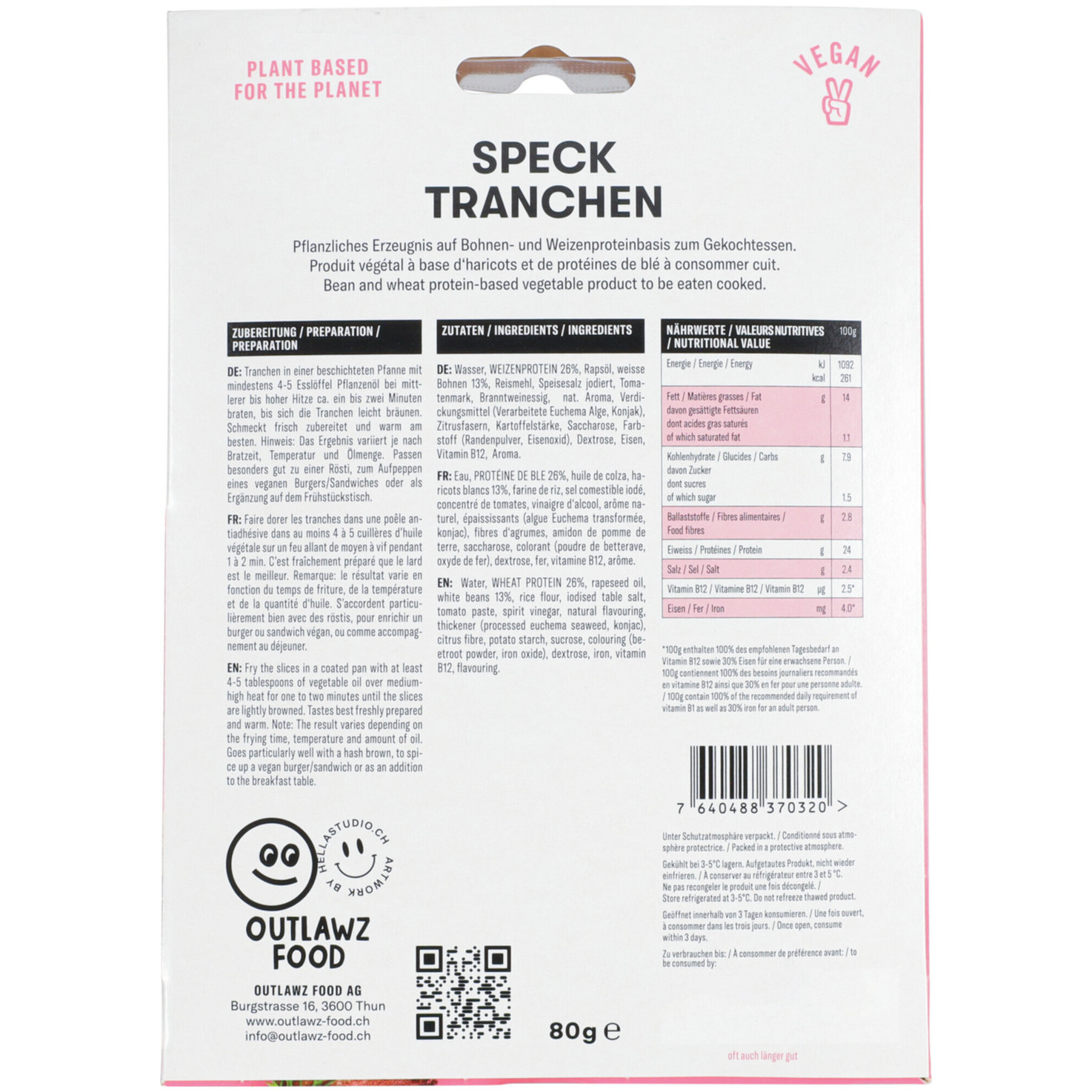 Outlawz Food vegane Alternative zu Speck Tranchen -