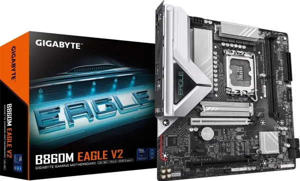 Gigabyte B860M EAGLE V2 - Bundkort - micro ATX - LGA1851 sokkel - B860 Chipset - USB 3.2 Gen 1, USB-C 3.2 Gen 1 - 2.5 Gigabit LAN - onboard grafik (CPU påkrævet) - HD Audio (8-kanaler)