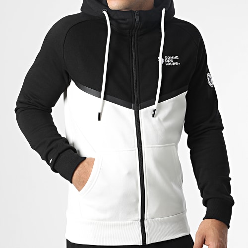 Ensemble Sweat Zippé Capuche Et Pantalon Jogging Everest Noir Blanc