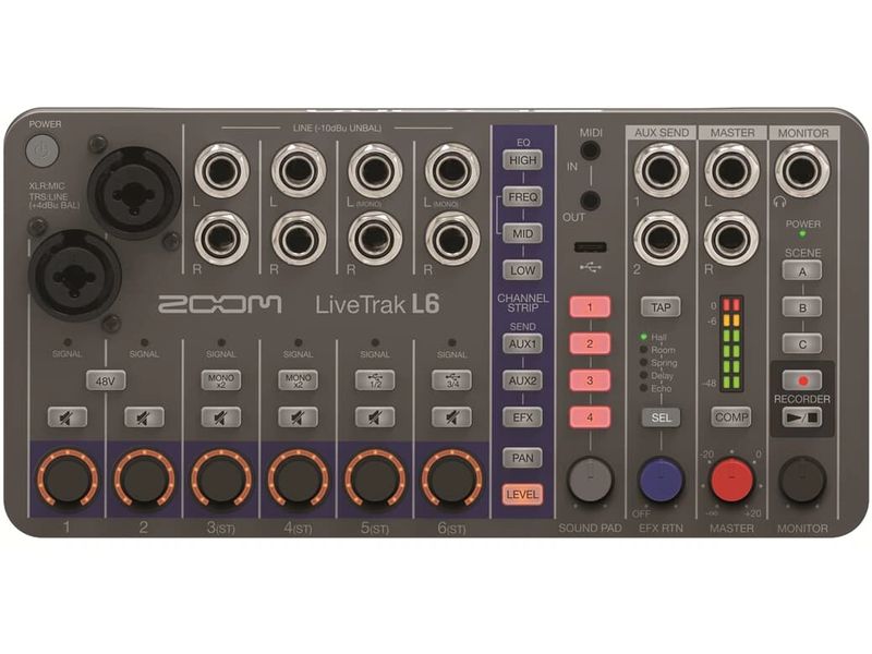 Zoom Mischpult LiveTrak L-6 Ultrakompakter digitaler 10-Kanal-Mischer