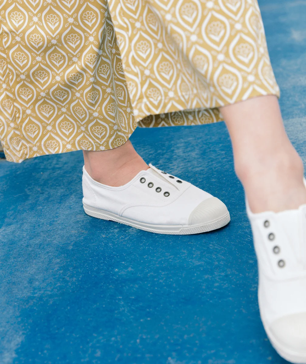CIENTABASKETS EN TOILE FILLE BLANCHES
