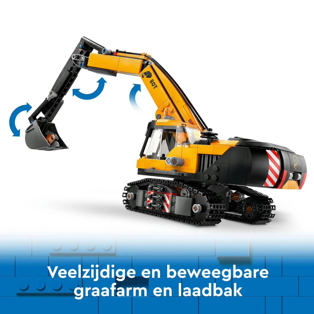 Must have voor de bouw liefhebberGele graafmachine Voertuig Speelgoed voor Kinderen 60420