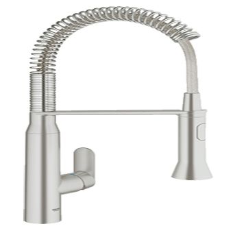Grohe K7 keukenkraan medium m. professionele handdouche autom. omschakeling douchestraal naar mousseur steel