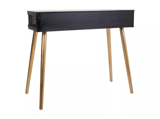 Console en bois et treillis laqué noir 88x42x78h