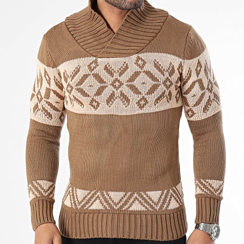 Pull Col Amplified Marron Beige