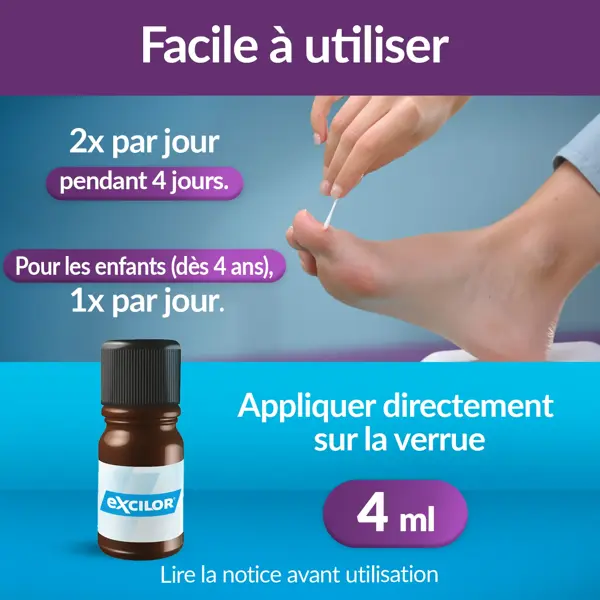Excilor Gel Ácido para Tratamento de Verrugas nas Mãos e nos Pés 4ml