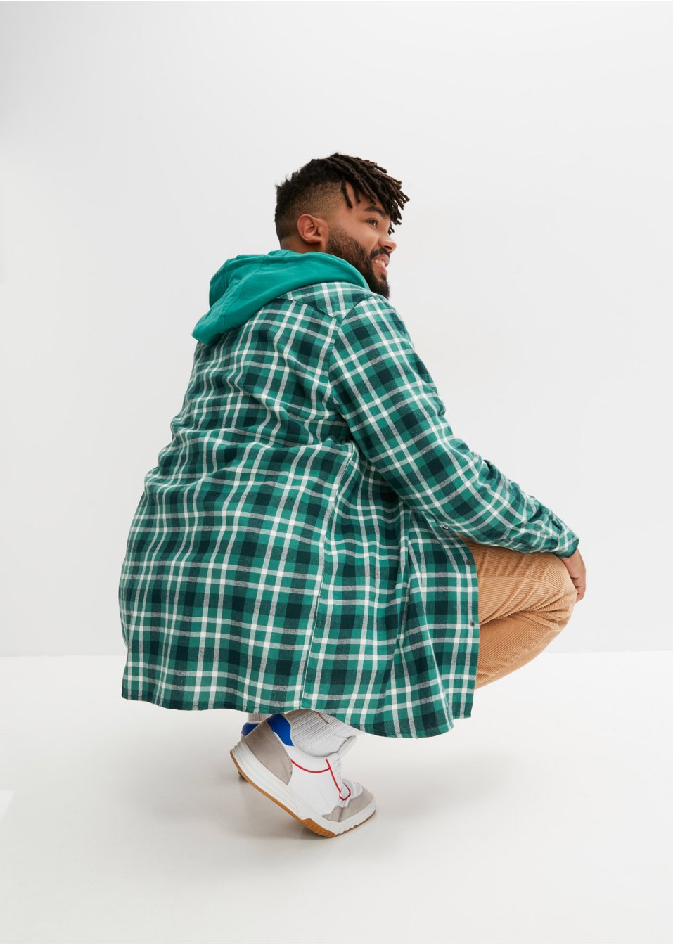 Chemise manches longues en flanelle avec capuche sweat amovible