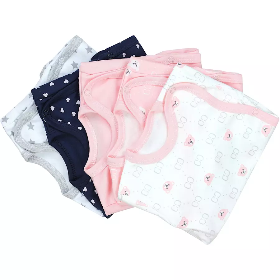 TupTam Baby Langarm Wickelbody im 5er Set apricot