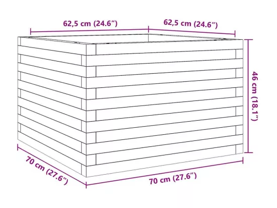 Jardinière bac lit surélevé bois marron 70 x 70 x 46 cm 02_0037818