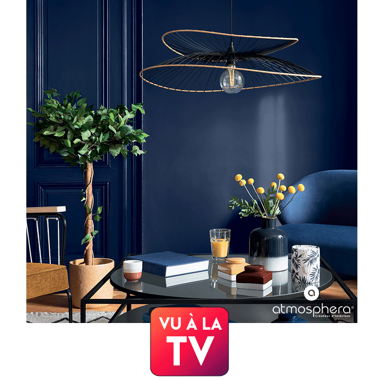 SUSPENSION METAL RATTAN ALARA NOIR D.69.5CM